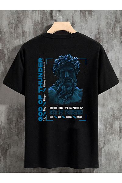 DEEPSENCE Unisex Oversize T-shirt God Of Tuhunder Back Print Black