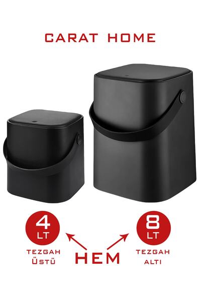 Carat Home Avantajlı 2'li Set Click Kapaklı Tutma Saplı Iç Kovalı Tezgah Üst ...
