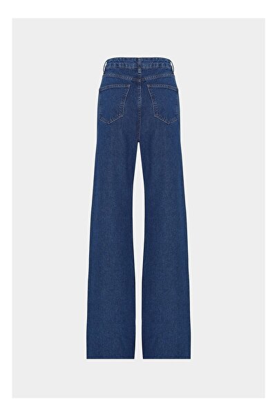 Ramrod Candel Women's Non-Fading Navy Blue High Waist Plaszo Jeans Loose Leg Jeans Collector