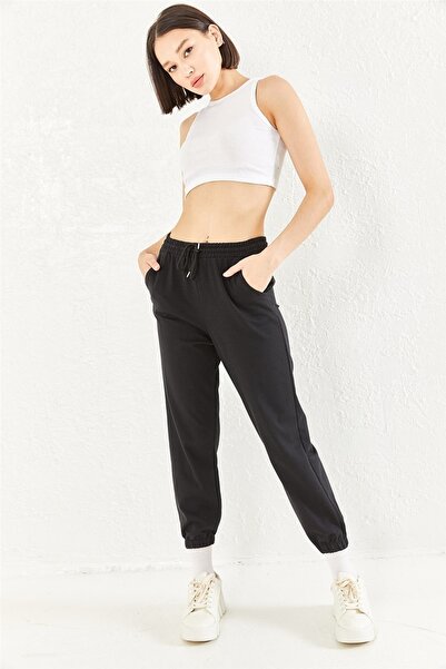 oshebu Μαύρο – Φούτερ Jogger με ελαστικό πόδι και μέση