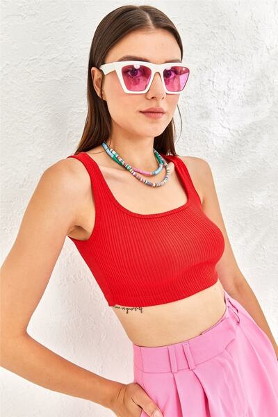 oshebu Roșu – Crop top cu bretele pentru femei