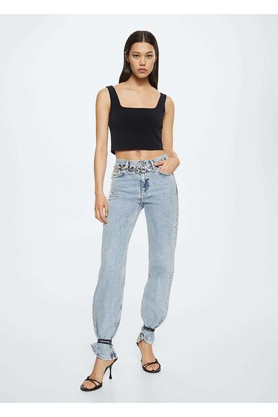 MANGO Woman Knitwear Cropped Blouse