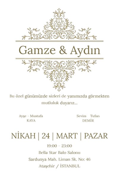 Belinay Düğün Davetiyesi 112 06 (250 ADET)