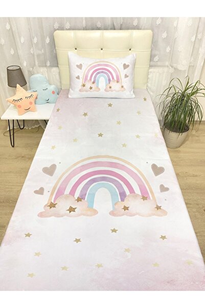 EVPANYA Powder Colored Rainbow Patterned Bedspread and Pillowcase