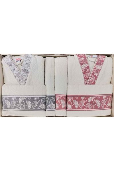 Özdilek Σετ Οικογενειακό Μπουρνούζι Loseta Grey Pink