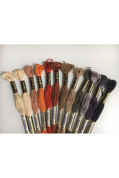 Anchor Mouline 12-Piece Mountain-stone-Earth Colors Tapestry Cross Stitch Embroidery Rope Set