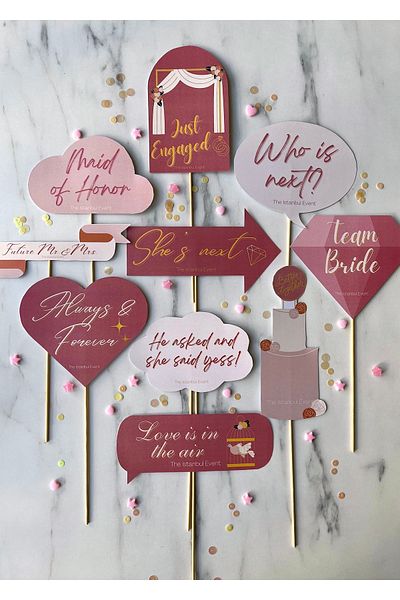 The Istanbul Event Set of 10 Engagement Balloons with Rods - She Said Yes - Team Bride - Just Engaged - Better Together