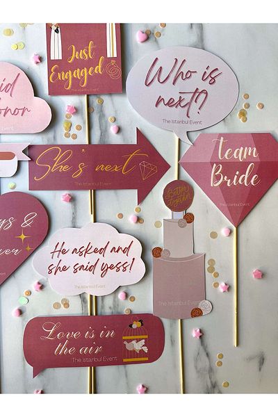 The Istanbul Event Set of 10 Engagement Balloons with Rods - She Said Yes - Team Bride - Just Engaged - Better Together
