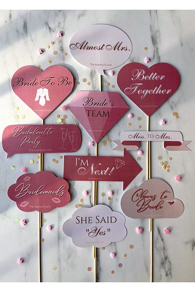 The Istanbul Event Set of 10 Bachelorette Talk Balloons - Bride To Be - Almost Mrs - Bride's Team - Cheers To Bride
