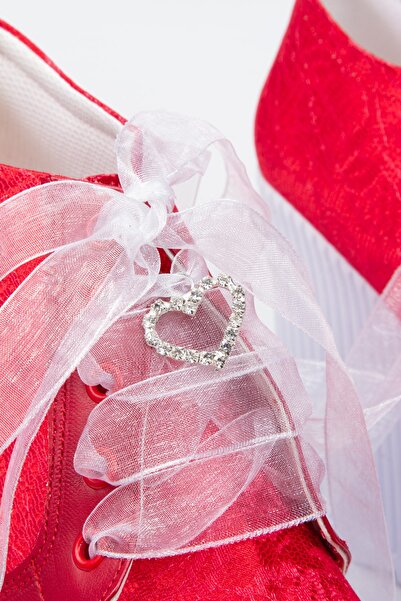 DARUGA Kırmızı Dolgu Topuklu Gelinlik Abiye Ayakkabı