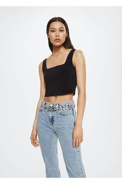 MANGO Woman Knitwear Cropped Blouse