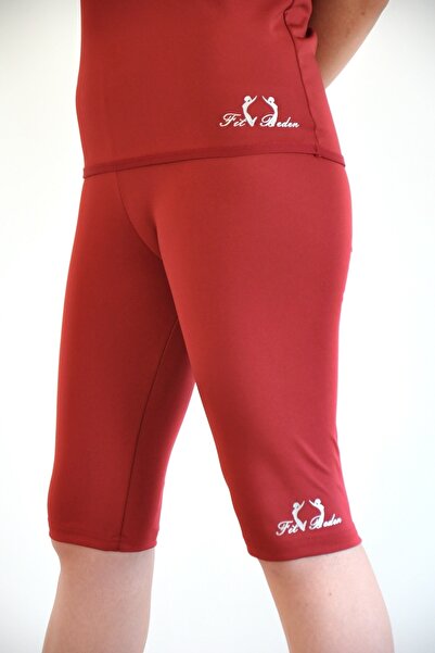 bayansepeti Women's Polymer Coated Fat Burning Providing Sweating Burgundy Sauna Thermal One Piece Short Tights