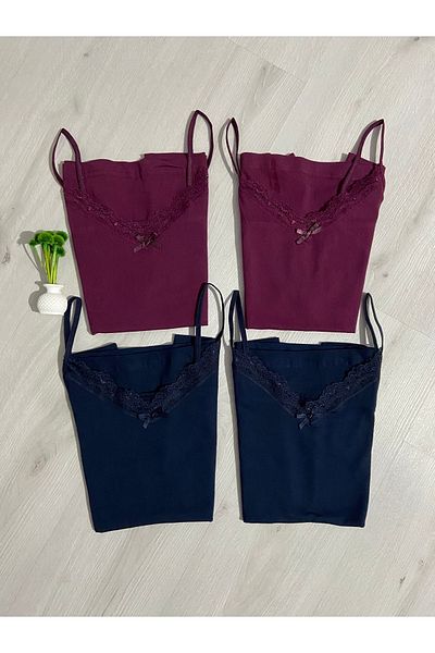 ParisTrend Women's Rope Strap 4-Piece Cotton Undershirt
