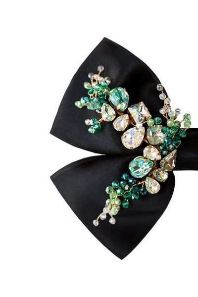 CSR Collection Cataramă cu clemă cu arc dublu din satin, prelucrare cu zircon și cristal