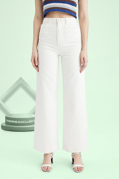 MAKRAS EXCLUSIVE Pantaloni de blugi din denim cu talie super înaltă din Lycra pentru femei