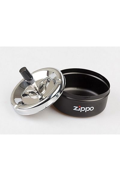 Zippo Brand Odorless Rotating Lid Large Black Metal Luxury Ashtray Quality Ash Tray