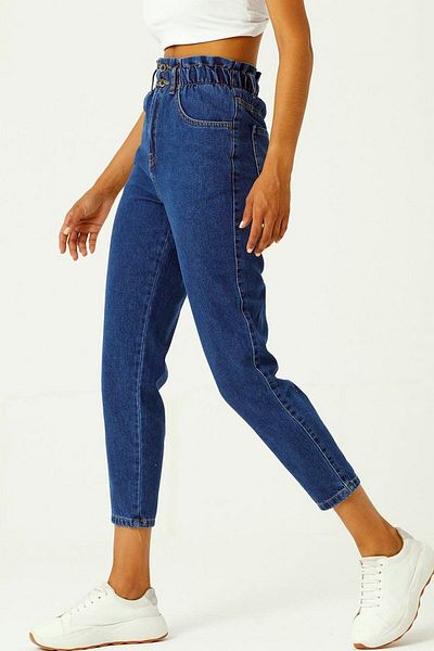 Trn JNS Blugi Mom Mid Blue de damă
