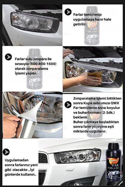 QWXAUTO Buharlı Araba Araç Far Parlatma Ve Temizleme Kloroform Sıvısı Kimyasal Solüsyonu 1,5 Kg