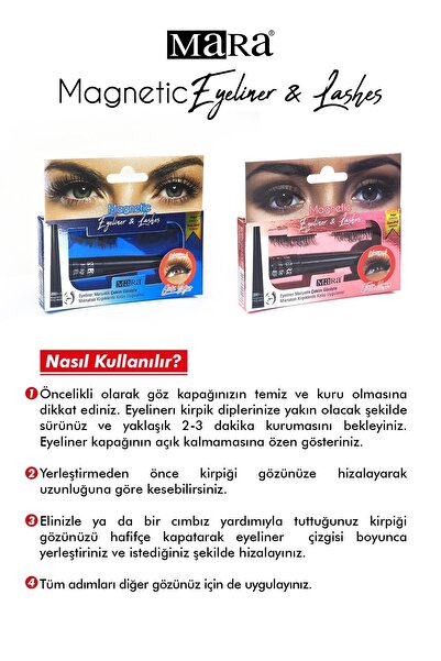Mara Manyetik Eyeliner'lı Mıknatıslı Doğal Ipek Takma Kirpik Orta Yoğun
