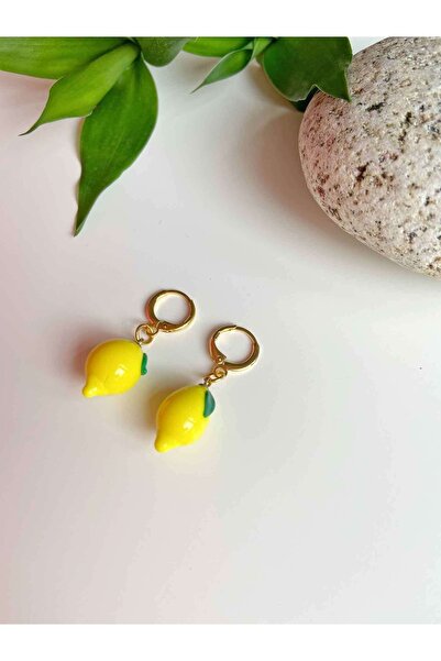 FASİON Cam El Yapımı Limon Küpe