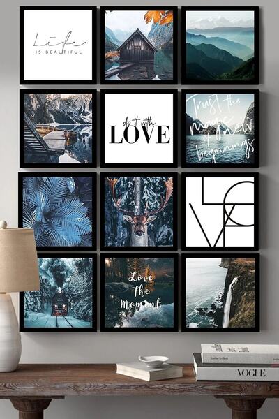 NT Handmade 12 Parça Çerçeve Görünümlü Do It With Love Duvar Dekoru - Salon O...