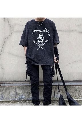 Touz Metallica Skull Y kmal Unisex Eskitme T shirt
