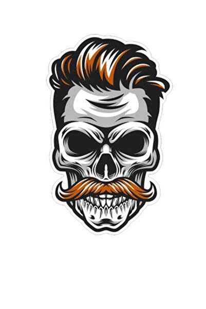 MegaSticker Autocolant retro cu model de motocicletă cu craniu pentru laptop, parbriz, cască și mașină - 15x10 cm