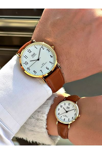 Q&Q Q888j734y Leather Cord Couple Lover Wristwatch