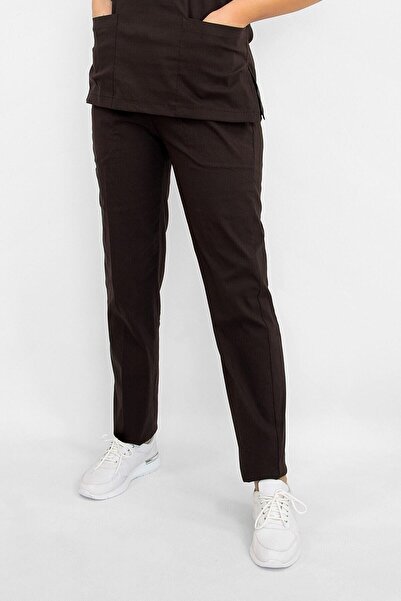 Nur Medikal Giyim Pantaloni din lycra maro închis