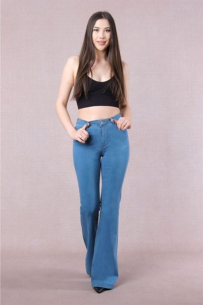 Trn JNS Raymond Laura Blugi Spanioli Blugi Spanioli Talie Înaltă Colorfast Mid Blue Pantaloni Jean