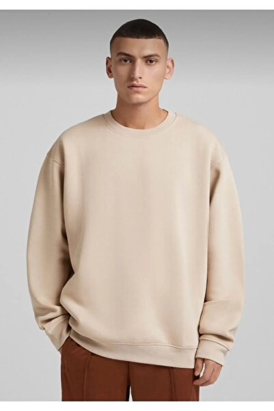 JAKARLI Unisex Μπεζ εμπρός με στάμπα μεγάλου μεγέθους, με τρεις κλωστές, φούτ...