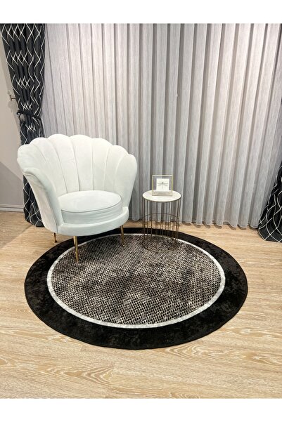 Brillant Hasır Jüt Sisal Bordürlü Görünümlü Dekoratif Daire Halı Kahverengi