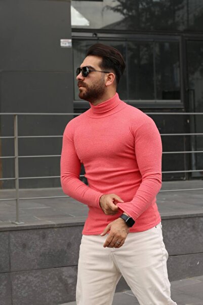 MilenyumCollection Ανδρικό ροζ κασκόλ με ψηλό λαιμό