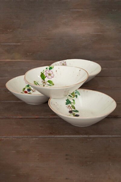 Bursa Porselen Dekor Fruit Flowers 4 Piece Porcelain Bowl