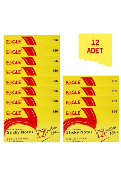 Eagle 50x75 Mm Classic Color Adhesive Note Paper 100 Sheets Yellow (656) 12 Pieces