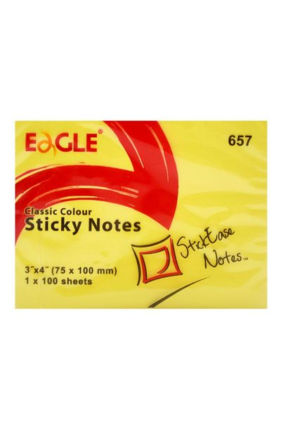 Eagle 75x100 Mm Classic Color Adhesive Note Paper 100 Sheets Yellow (657) 12 Pieces