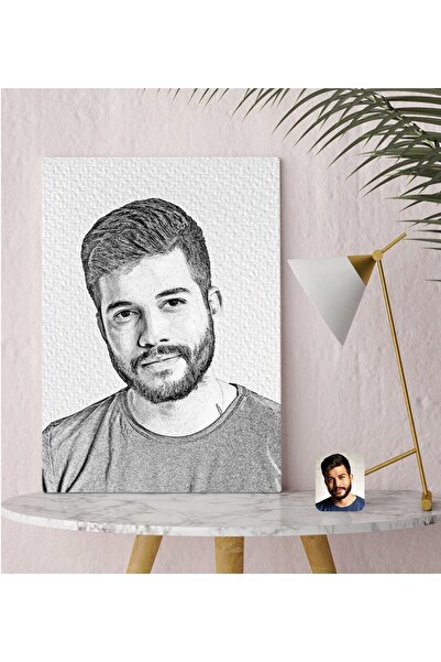 Bk Gift Karakalem Kanvas Tablo, Karakalem Tablo 30x50cm, Duvar Dekoru, Arkada...