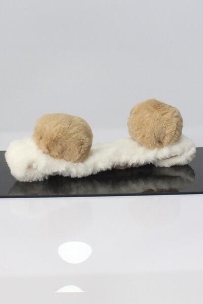 Toyaş Pom Pom Plush Bandana Makeup Spa Hair Band White