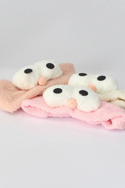 Toyaş Owl Plush Bandana Makeup Spa Hair Band Pink