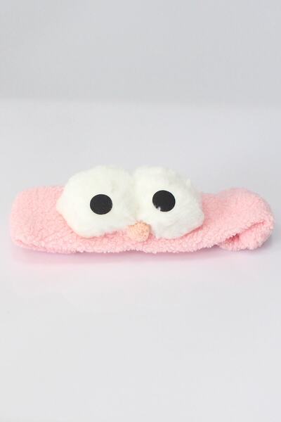 Toyaş Owl Plush Bandana Makeup Spa Hair Band Pink