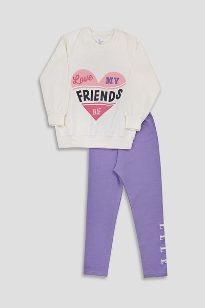 ELLE Girl's Printed Tights Double Set Top and Bottom Tracksuit Set500176
