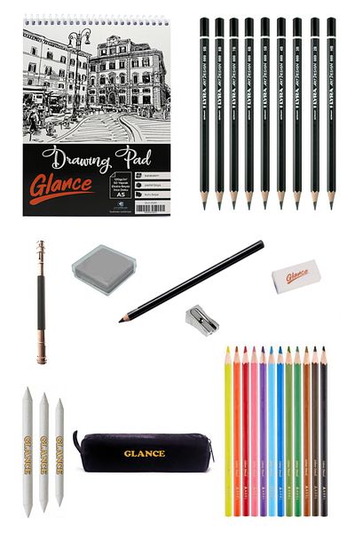 GLANCE Sketchbook A5 120 Gr 50 Yp Lyra Graduated Pen Adel 12-Piece Curry Color Set 12-Piece Set