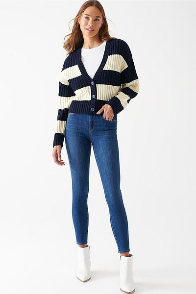 Livik Canilas A.c.a.i.p - Blugi de damă, albaștri, cu talie înaltă, skinny din lycra