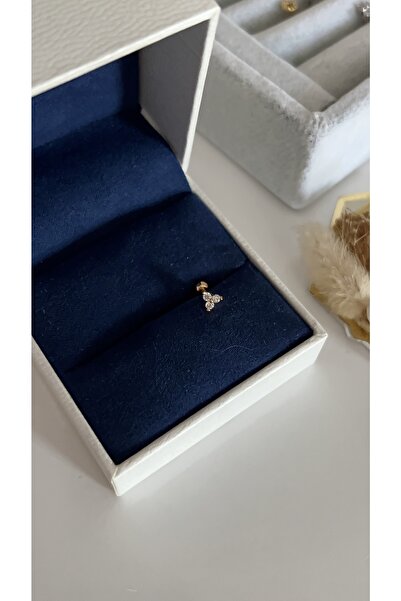 SU PERİSİ TAKI BİJUTERİ Cerrahi Çelik Gold 3 Taşlı Piercing , Tragus