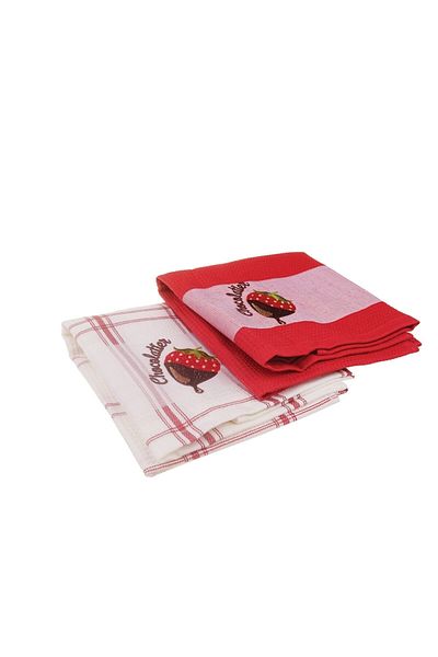 Bambum Home Mandy - Set of 2 Tea Towels Red