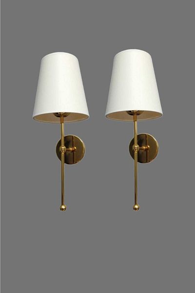 BSA LIGHTING (2 PCS) Pars Single Gold Sconce (with Cream Lampshade)