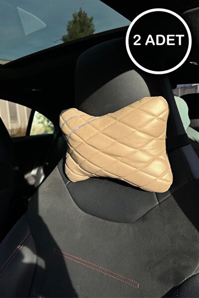 TASARIM ARABAM ATİKE ELİF AKIN وسادة رقبة من الجلد المبطن باللون الكريمي مع ش...