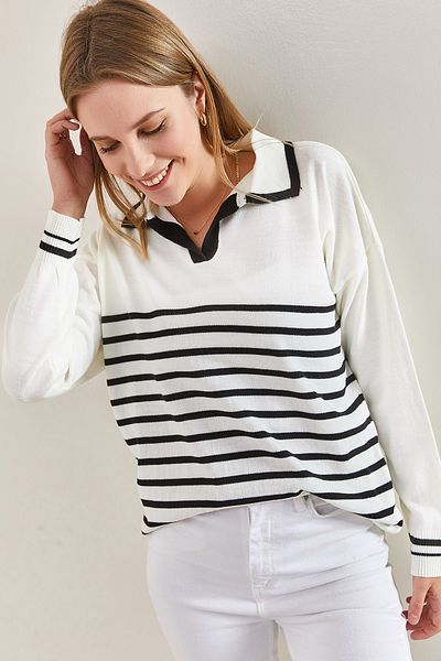Bianco Lucci Buntes, gestreiftes Poloshirt für Damen