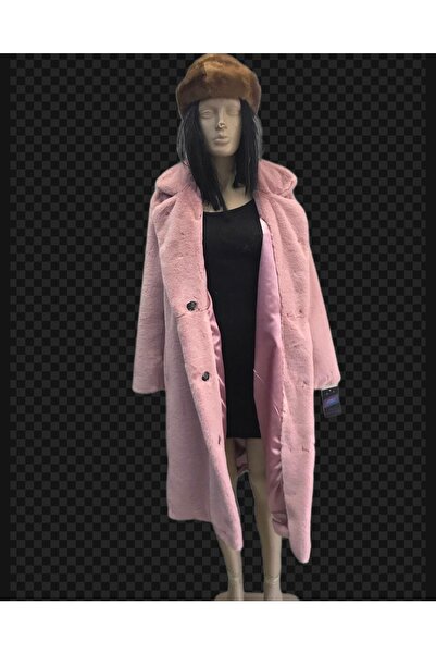 KürkZone Pembe ( Gül Kurusu )peluş Rex Kürk Manto
