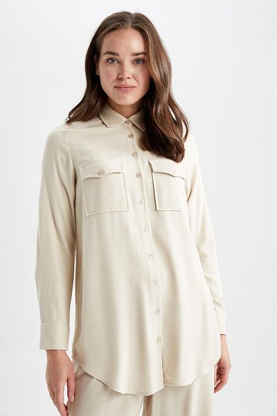 DeFacto Regular Fit Shirt Collar Belmando Long Sleeve Tunic